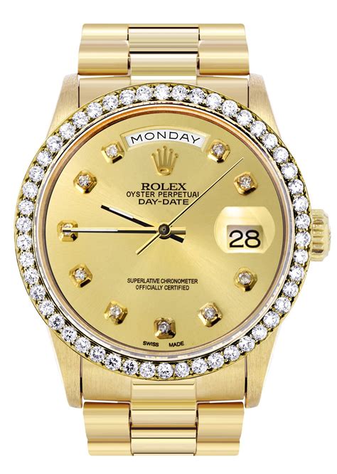 replica rolex 18k yellow gold day-date president diamond mens|rolex president 18k yellow gold.